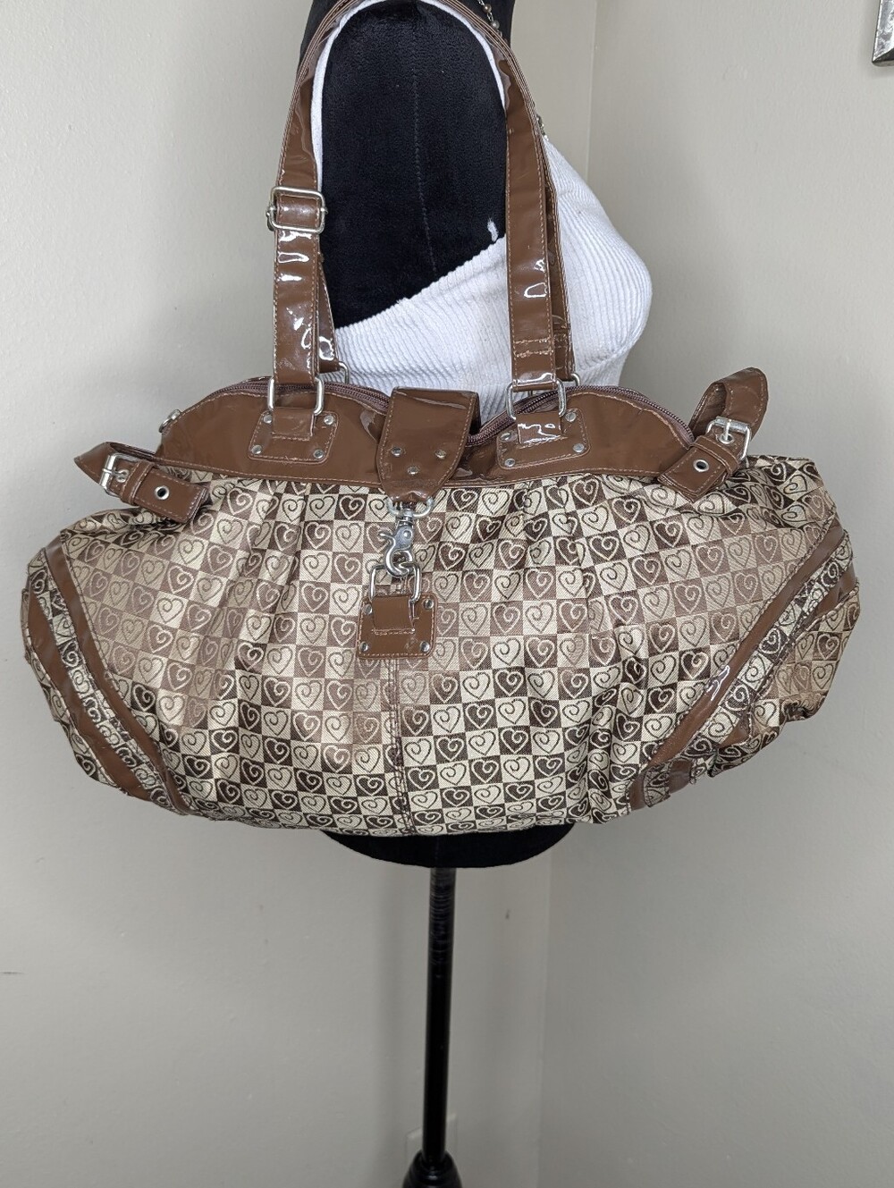 Large Brown Purse With Heart Design
